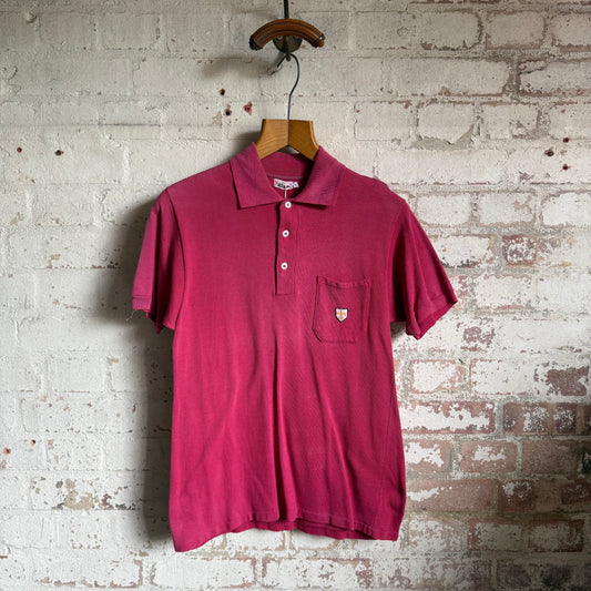 1970s Faded Red British Polo Shirt Top