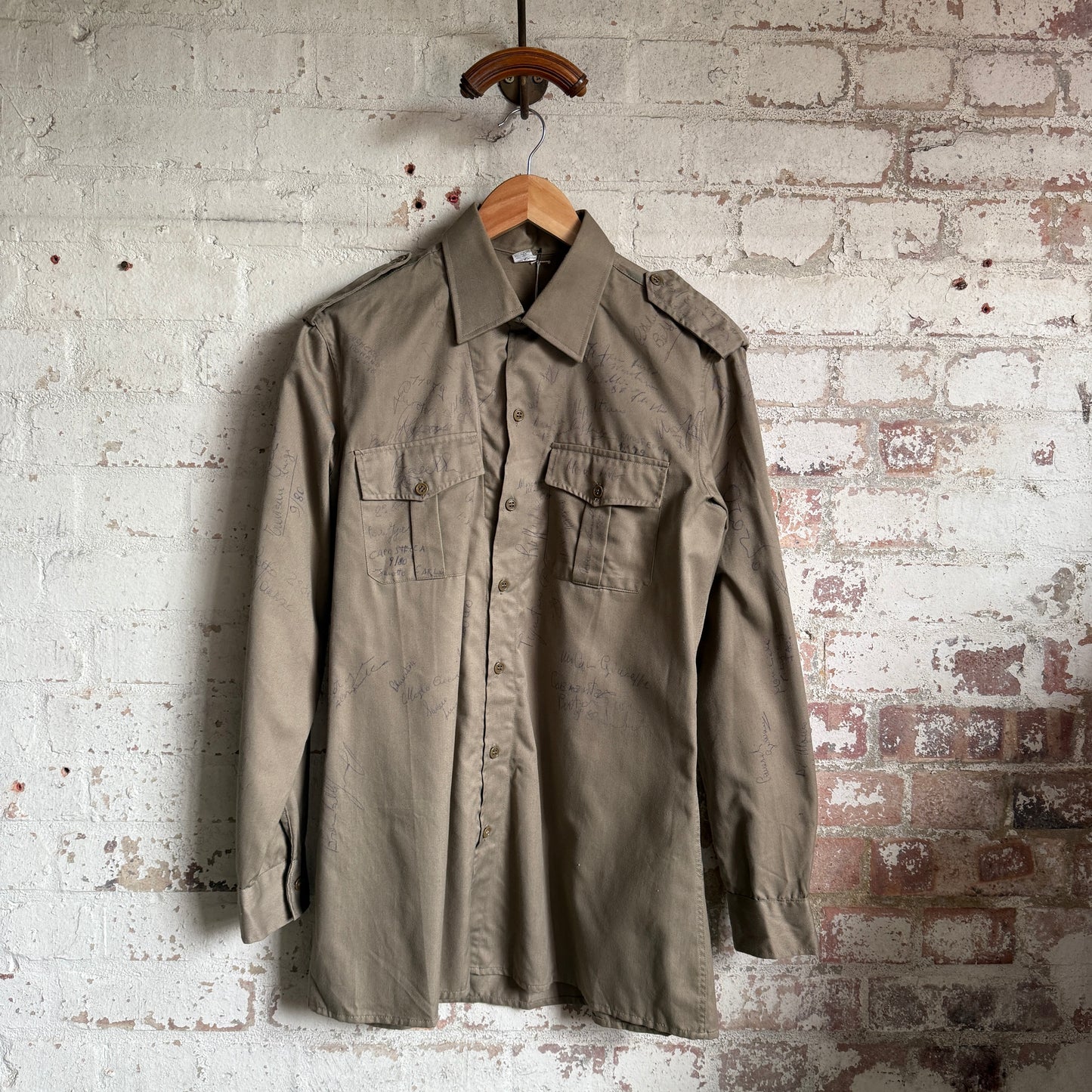 1970s 1980s Italian Military Signed Shirt