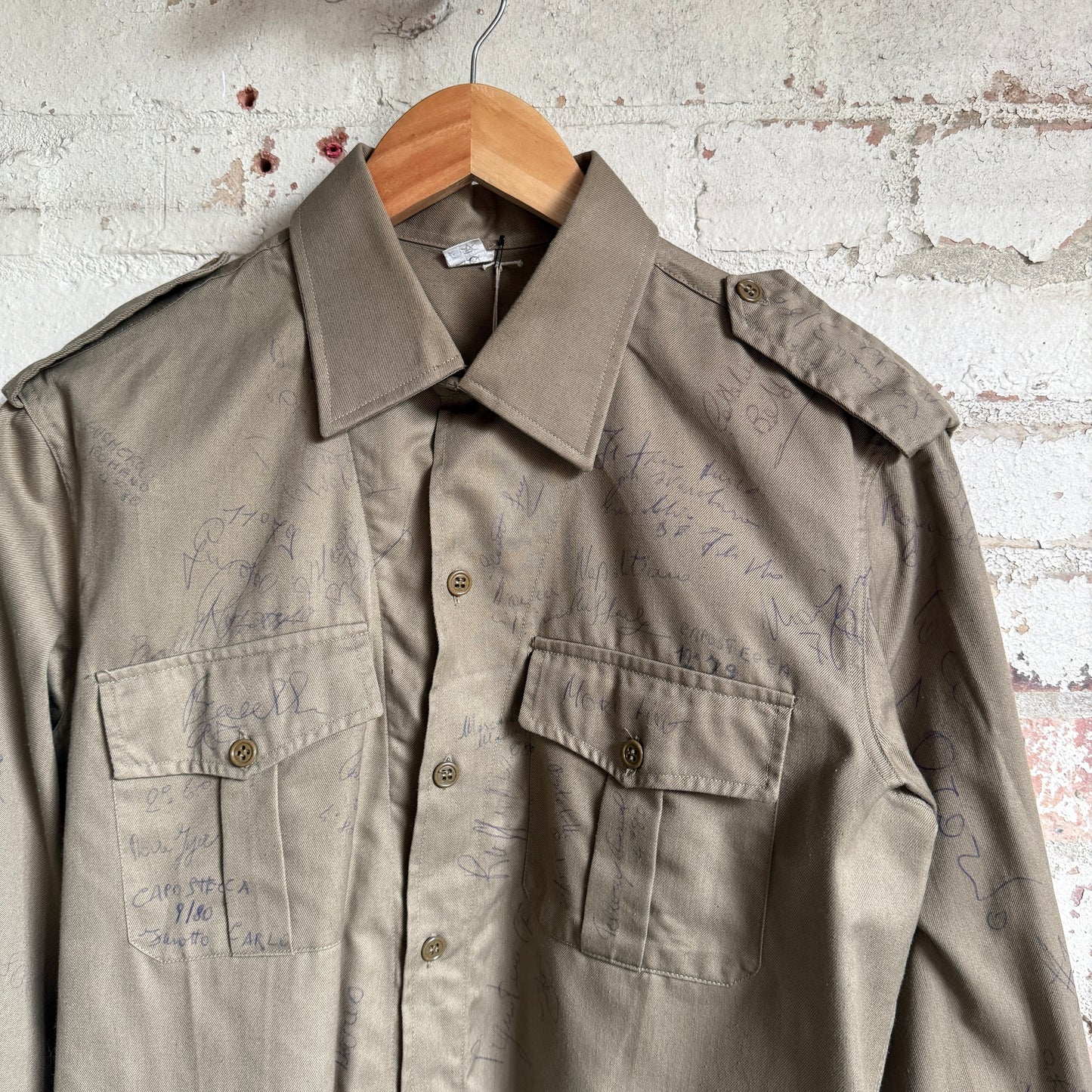 1970s 1980s Italian Military Signed Shirt
