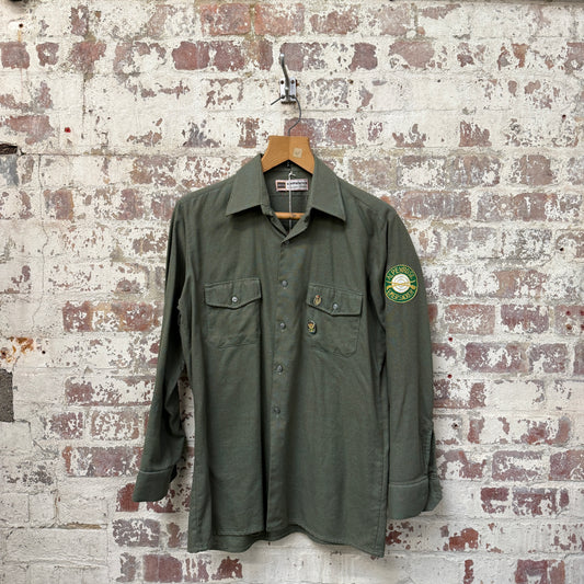 1970s Green Italian Shooting Button Up Shirt