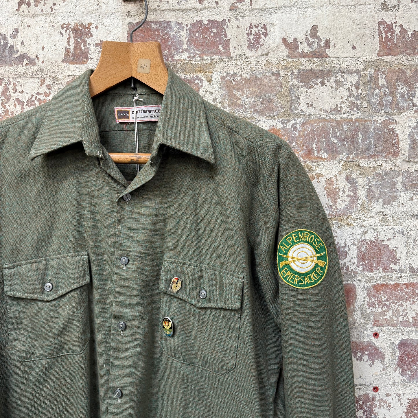 1970s Green Italian Shooting Button Up Shirt