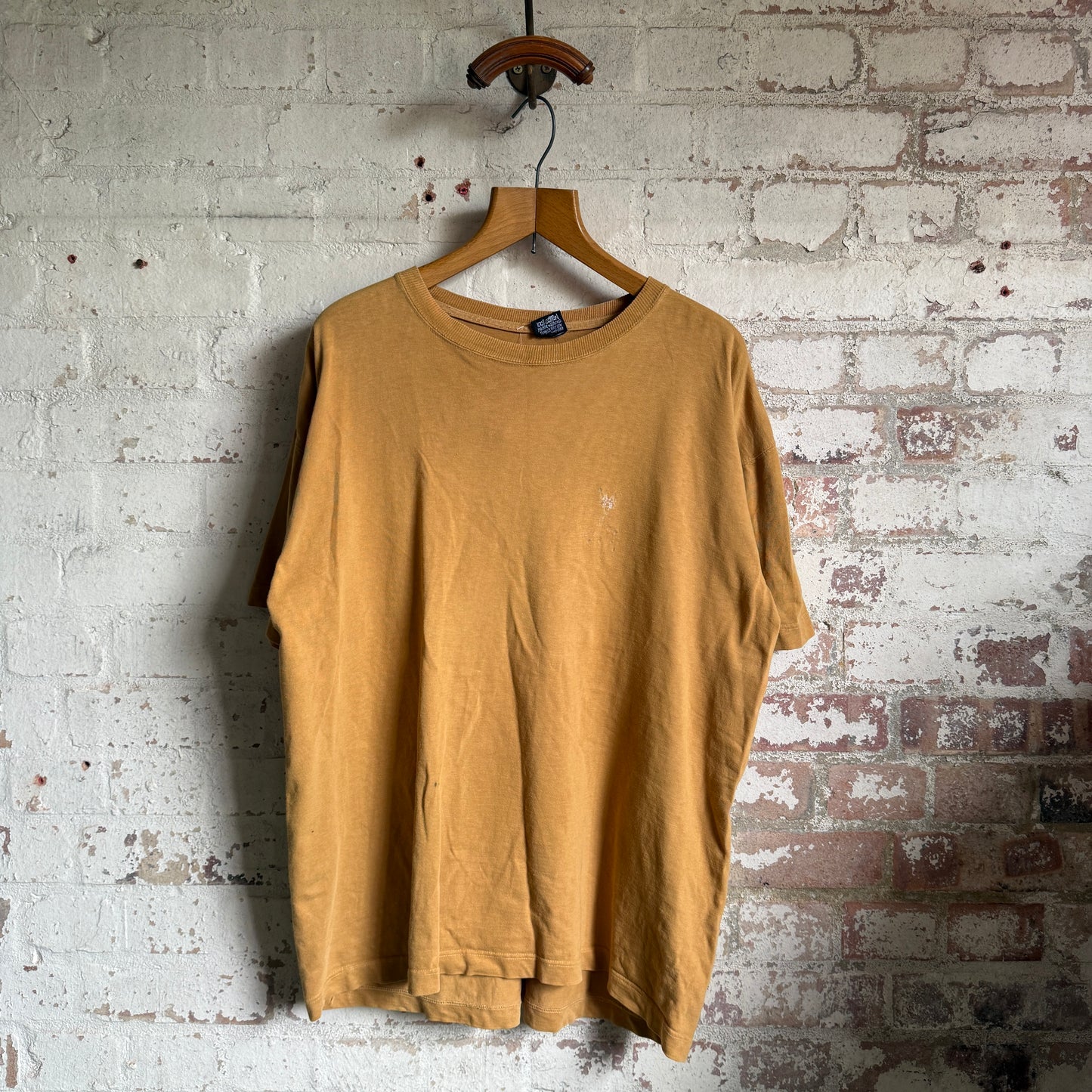 1990s Mustard Yellow Stussy T-Shirt Made In USA
