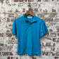 1970s Blue Unusual Button Polo Shirt Top