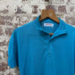 1970s Blue Unusual Button Polo Shirt Top