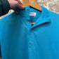 1970s Blue Unusual Button Polo Shirt Top