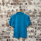 1970s Blue Unusual Button Polo Shirt Top