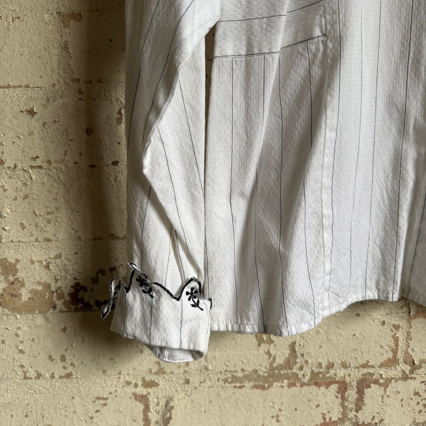 1980s White Striped Bellino Blouse Shirt