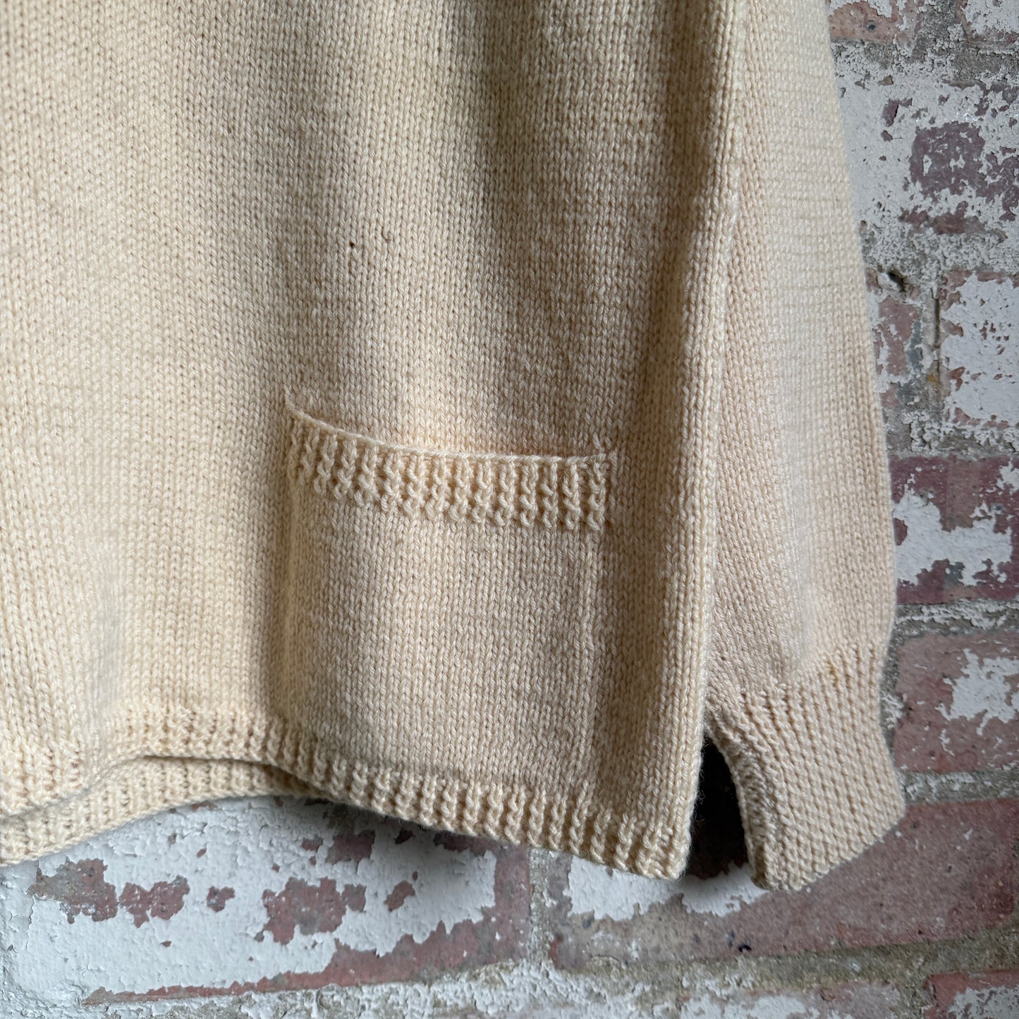 1970s Cream Wool Knitted Jumper Handmade