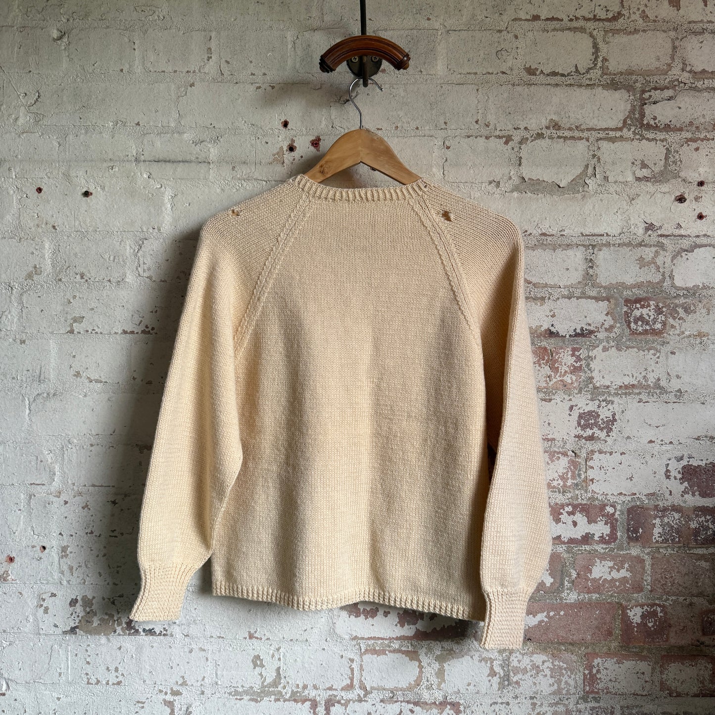 1970s Cream Wool Knitted Jumper Handmade