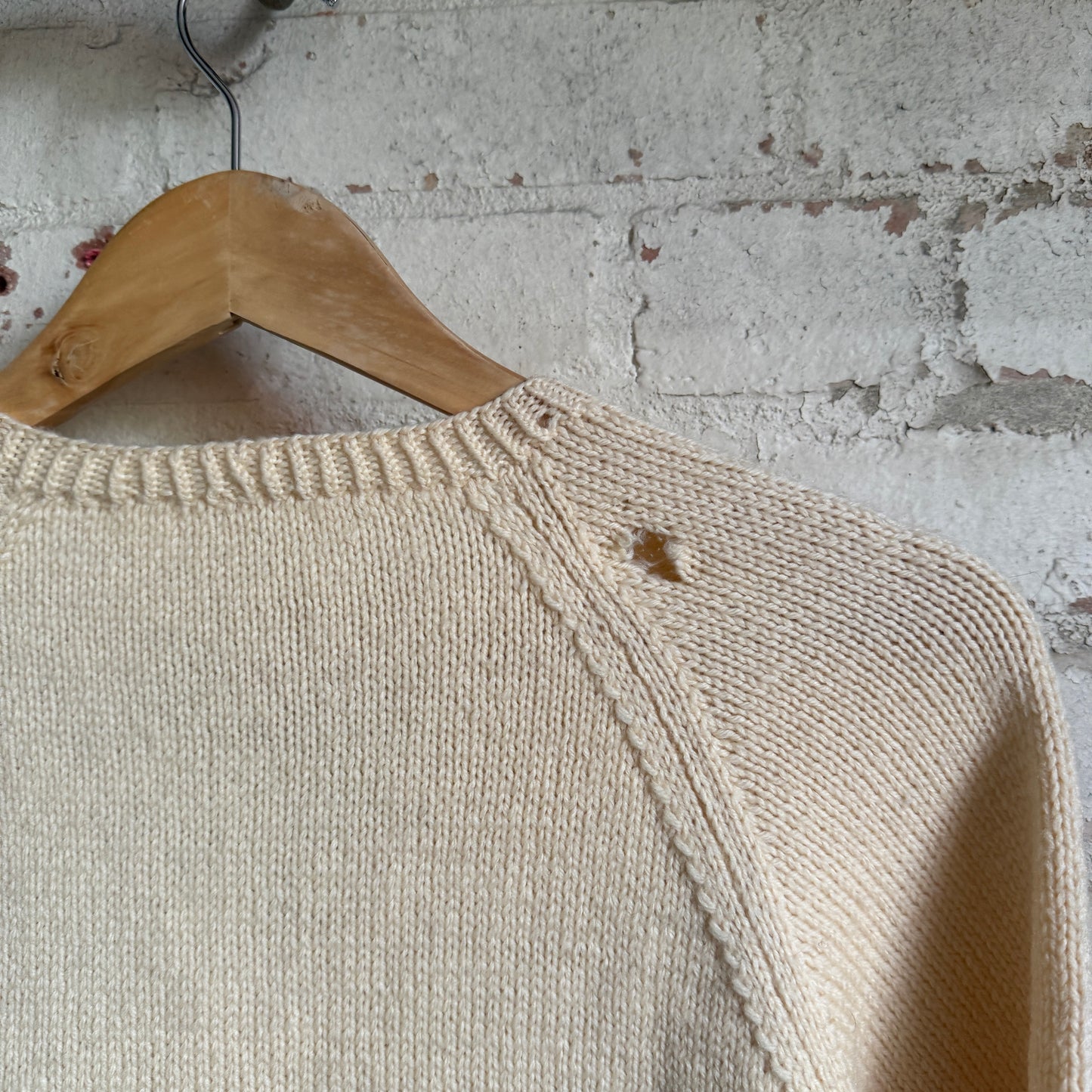 1970s Cream Wool Knitted Jumper Handmade