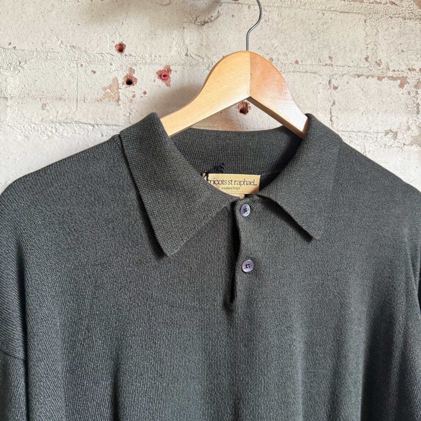 1990s Grey Merino Wool Collared Shirt Jumper