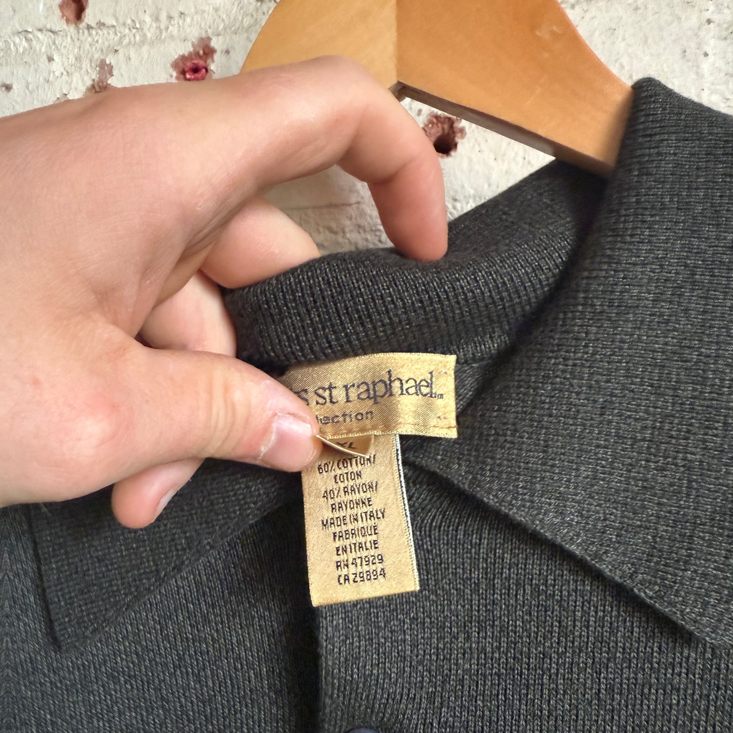 1990s Grey Merino Wool Collared Shirt Jumper