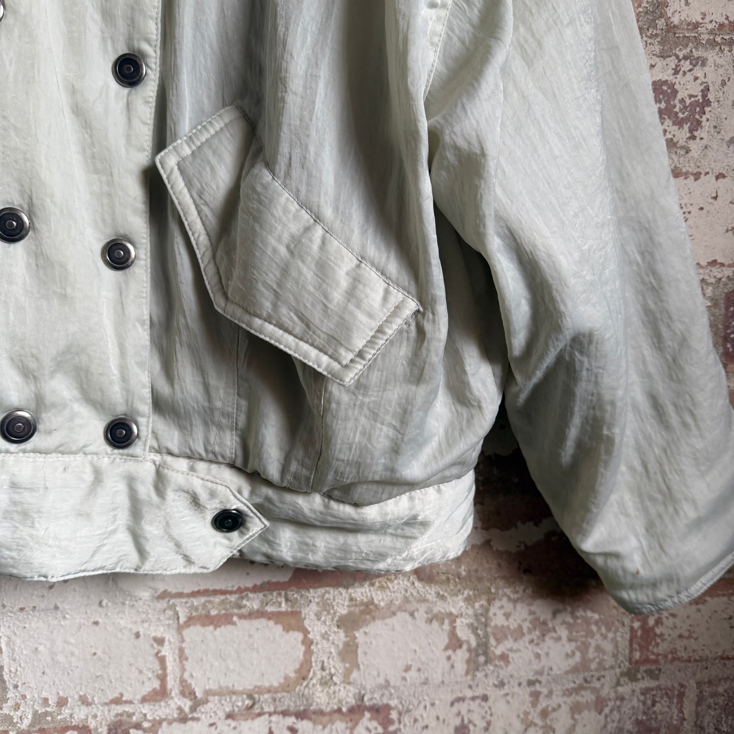 1980s Fur Collared Double Breasted Graphic Jacket