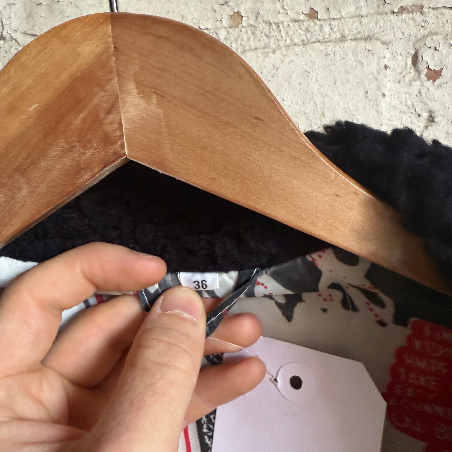 1980s Fur Collared Double Breasted Graphic Jacket