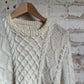 1980s Cream Arran Irish Knitted Jumper