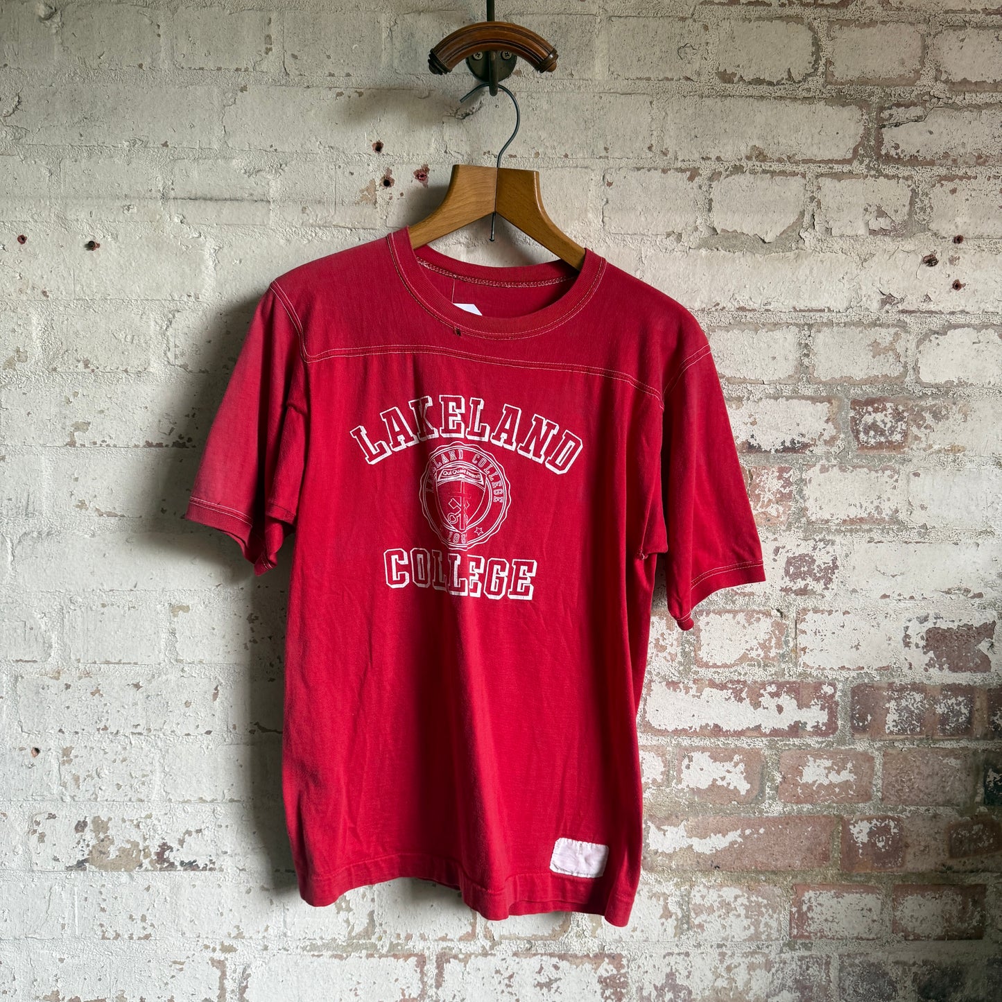 1970s Red Graphic College T-Shirt