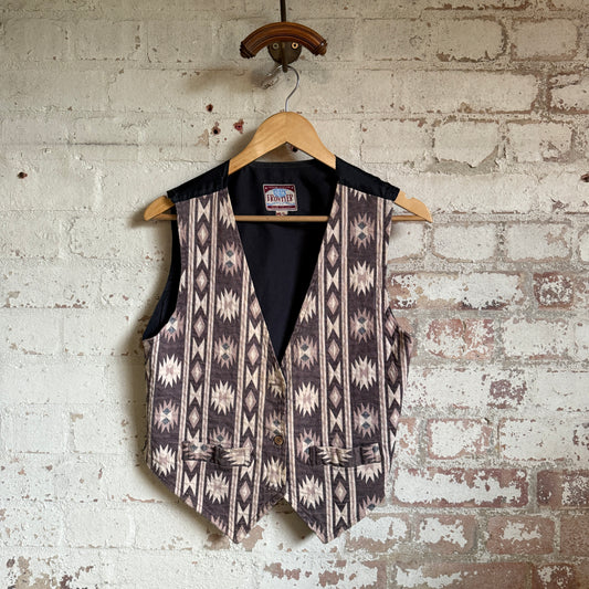 1980s Aztec Print Waistcoat