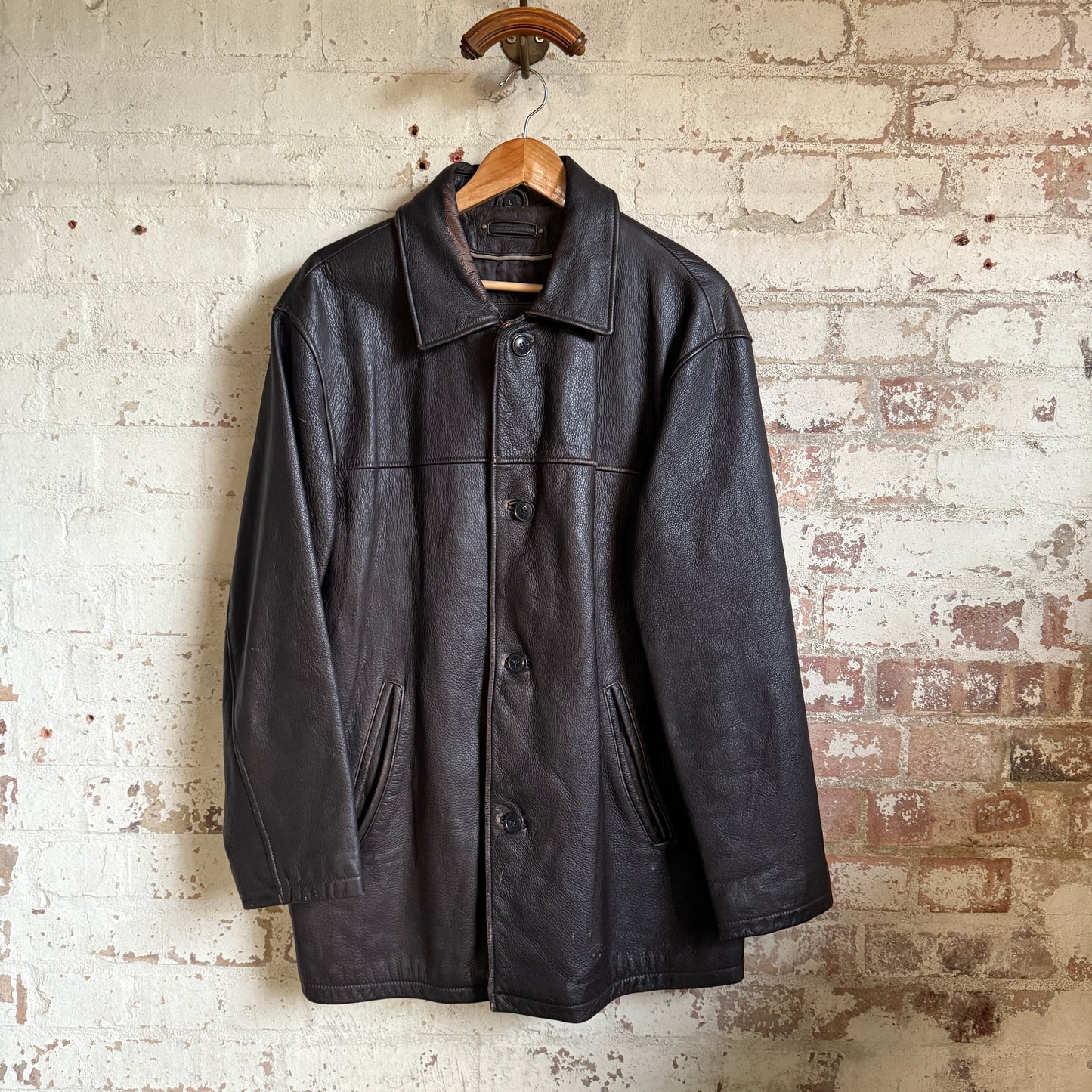 1990s Brown Leather Jacket Coat