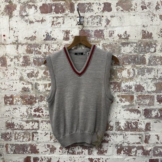 1980s Grey Harrods Knitted Tank Top Sweater Vest Jumper