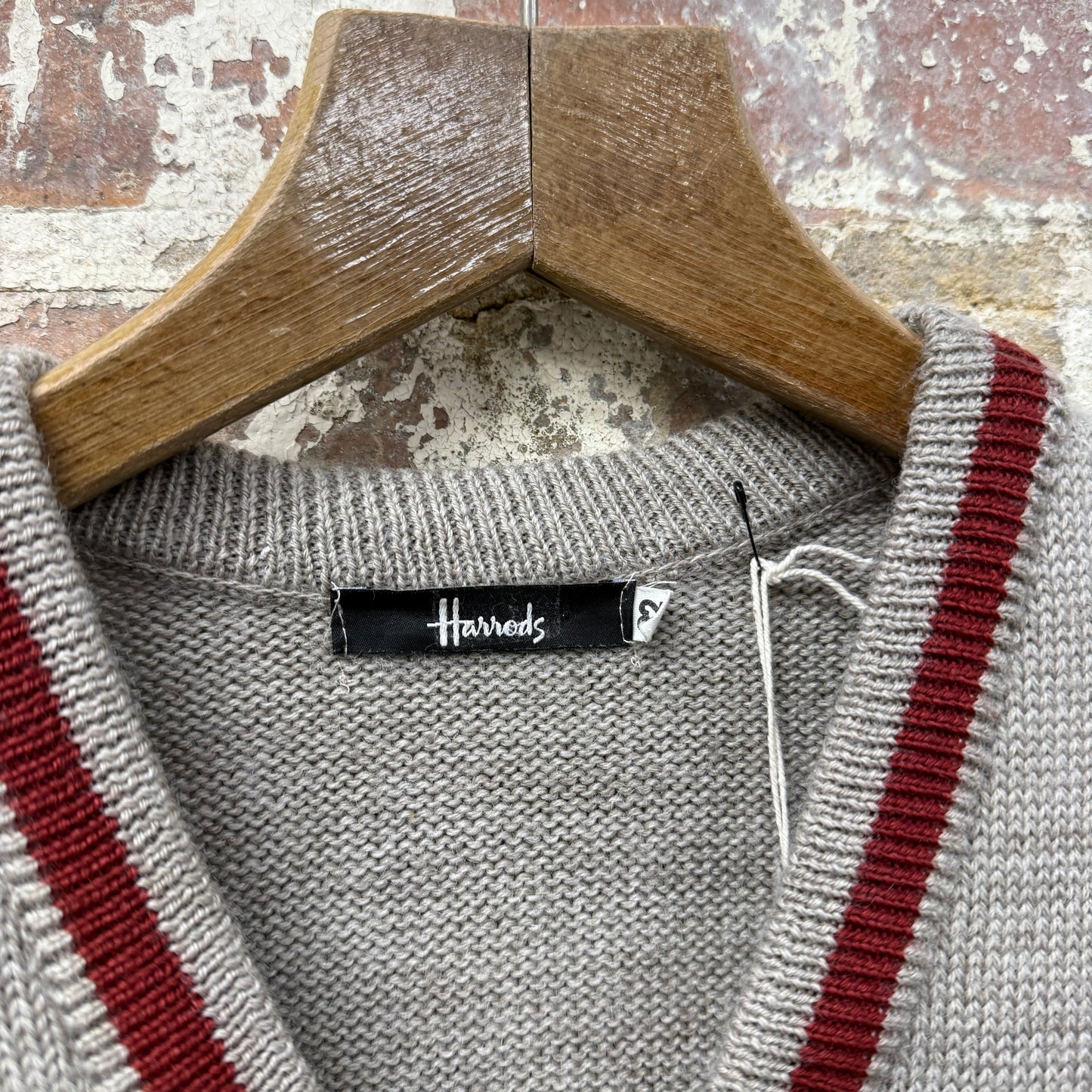 1980s Grey Harrods Knitted Tank Top Sweater Vest Jumper