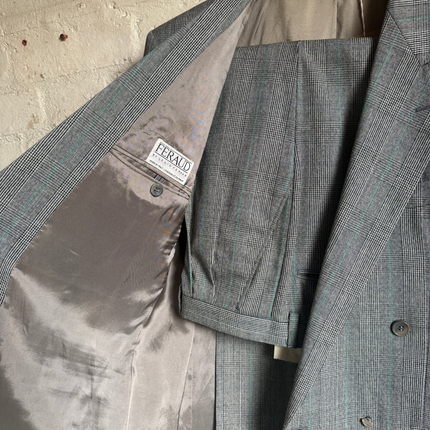 1970s Double Breasted Checkered Two Piece Suit