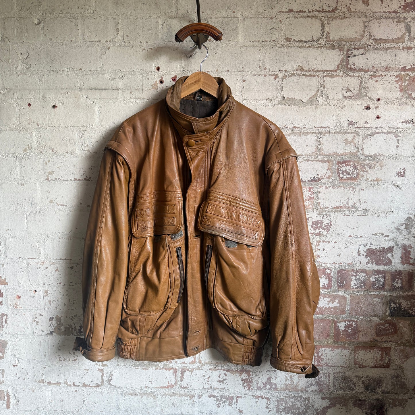 1980s Brown Tactical Leather Jacket
