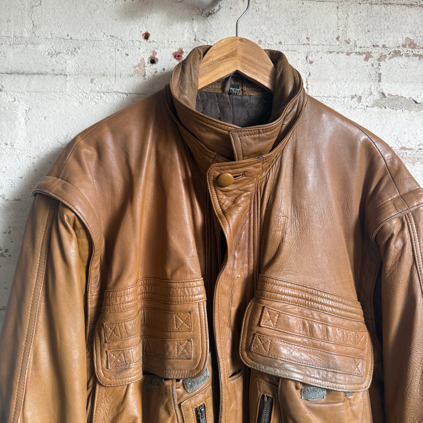 1980s Brown Tactical Leather Jacket
