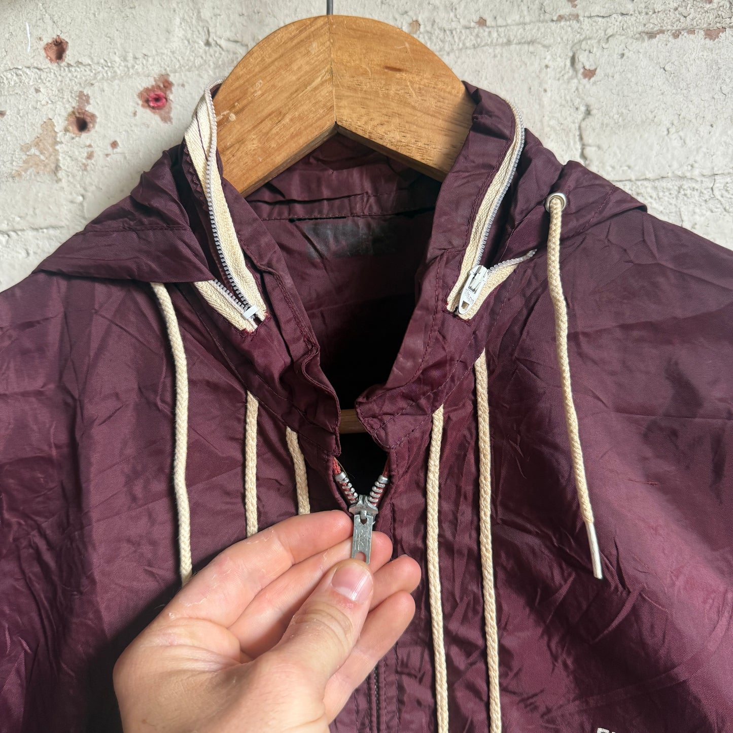 1970s Maroon Zip Cagoule Jacket Coat