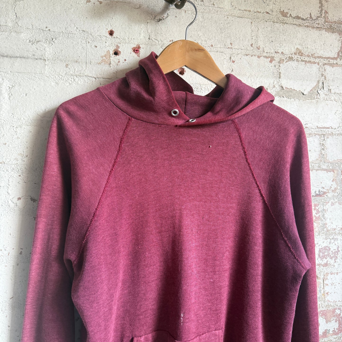 1960s 1970s Maroon Red Faded Hoodie Jumper