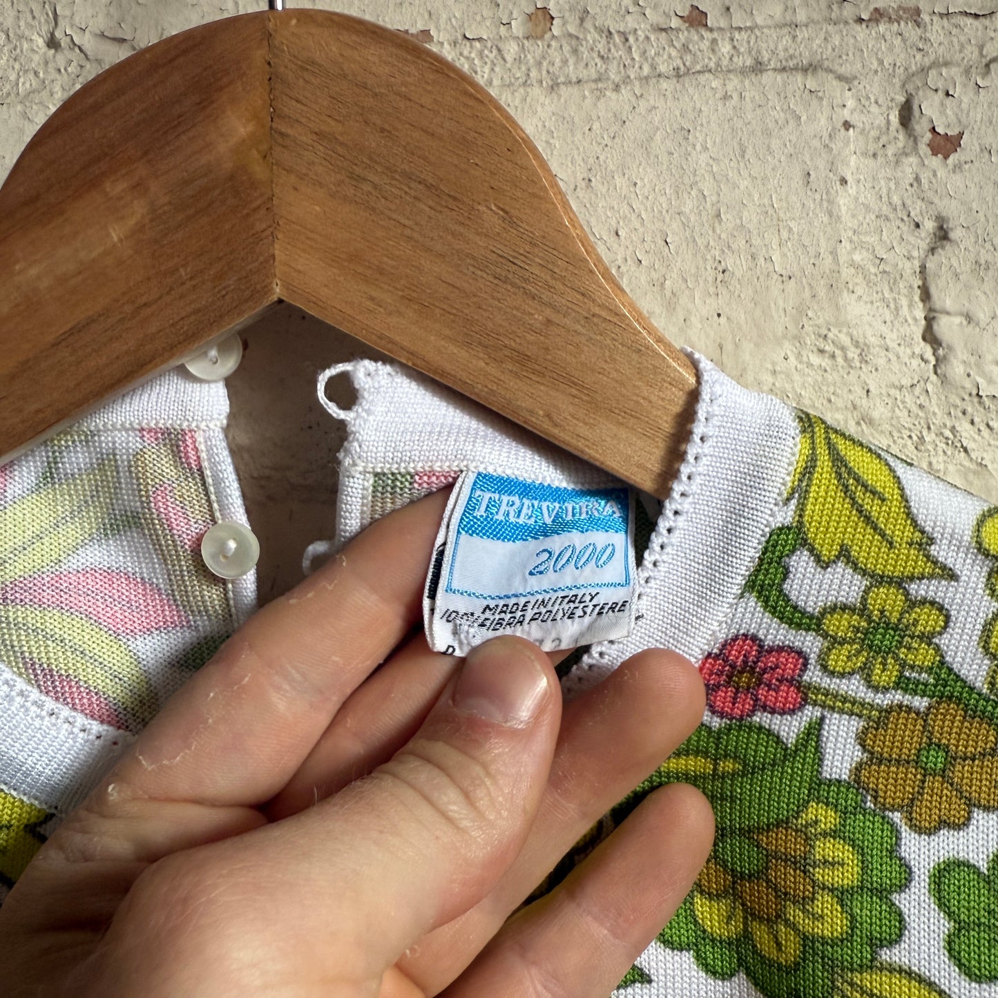 1970s Green Floral Vest Top