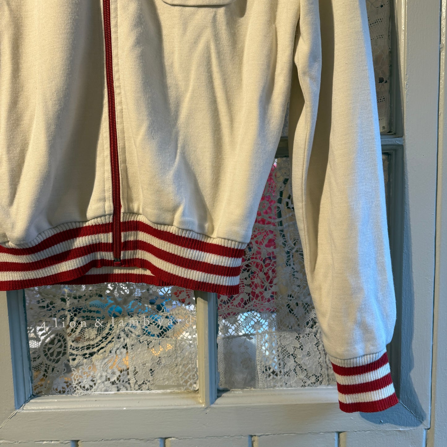 1980s White Zip Up Track Top Jumper