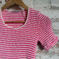 1970s Pink Knitted Striped T-Shirt