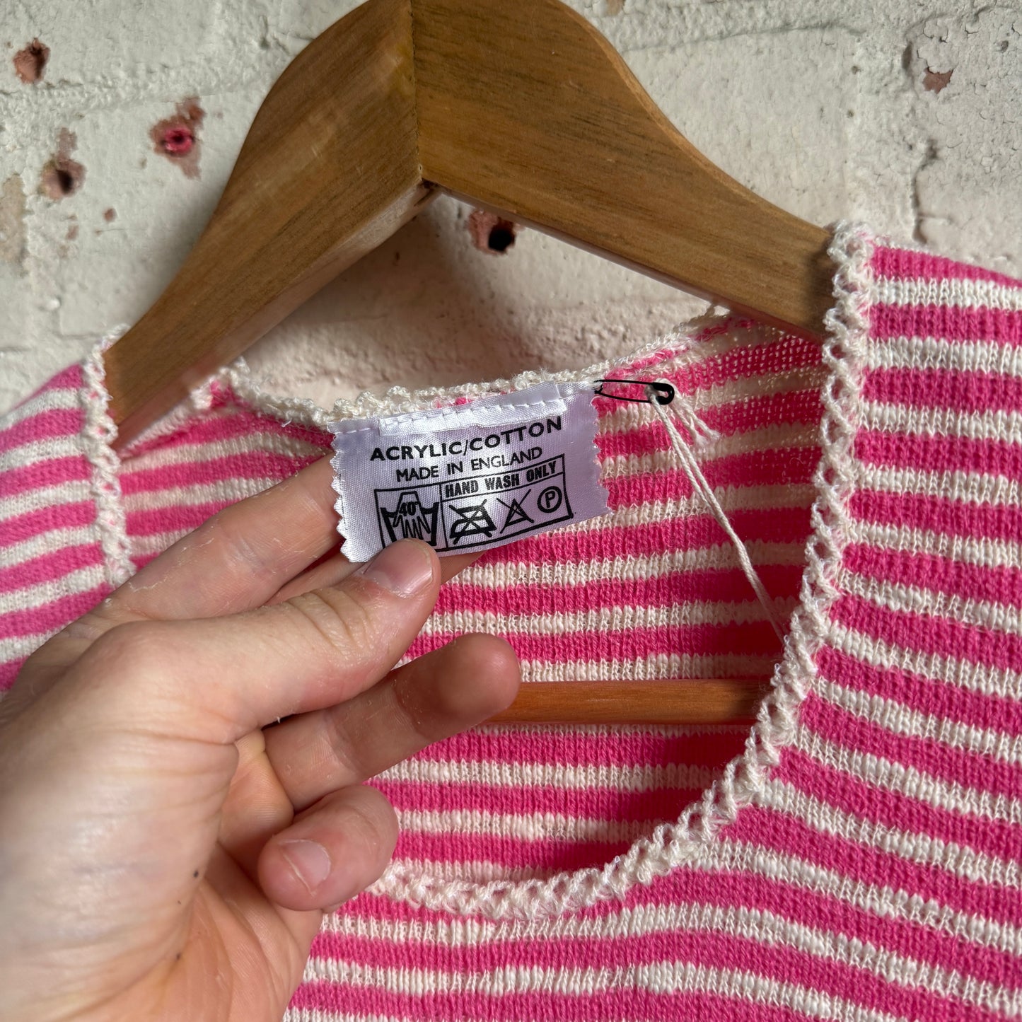 1970s Pink Knitted Striped T-Shirt