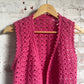 1970s Pink Crochet Knitted Cardigan Vest