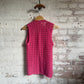 1970s Pink Crochet Knitted Cardigan Vest