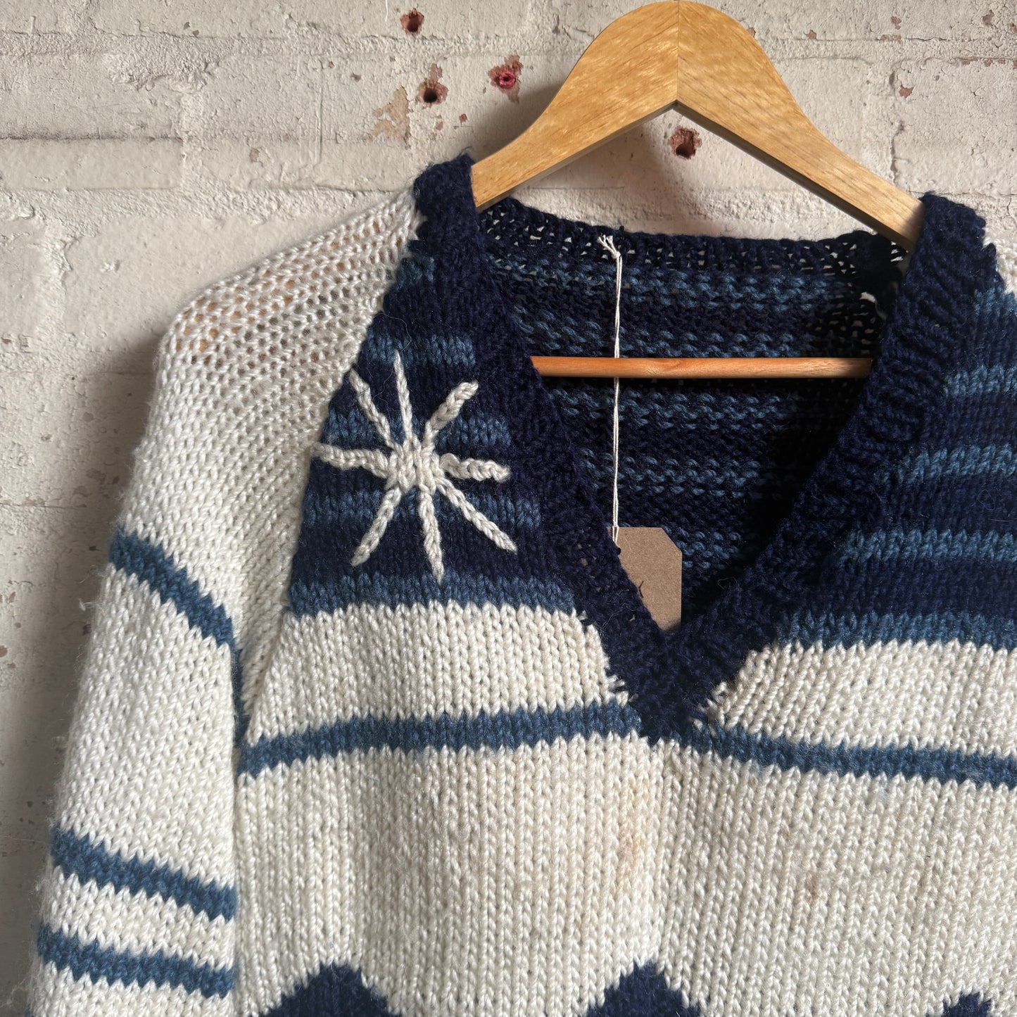 1970s Navy Wool Desert Camel Knitted Jumper