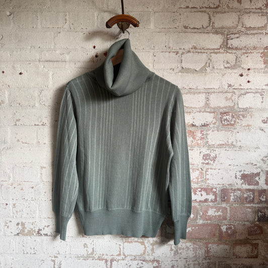 1970s Light Green Italian Knitted Roll Neck Jumper