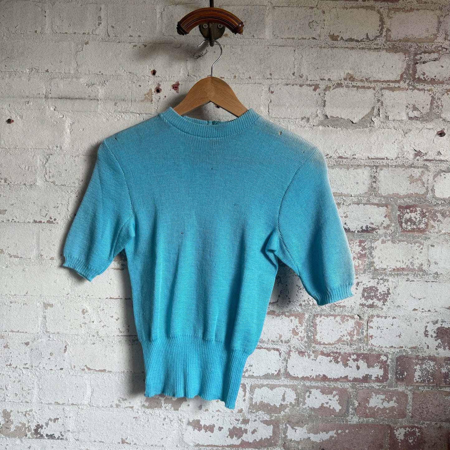 1940s British Baby Blue Zip Knitted Jumper