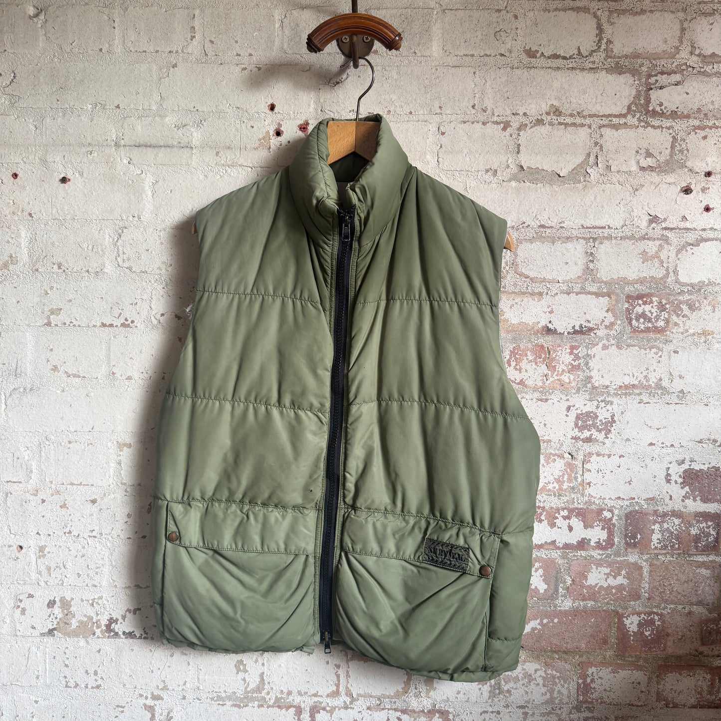 1980s Green British 'Survival Aids' Puffer Gilet Jacket
