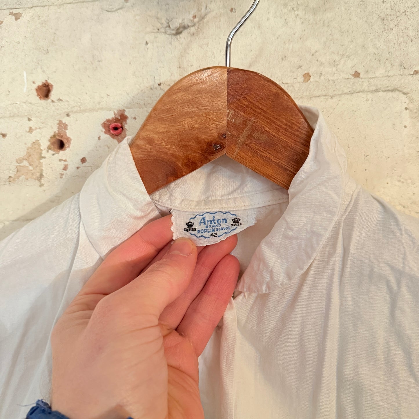 1950s White Cotton British Blouse Top