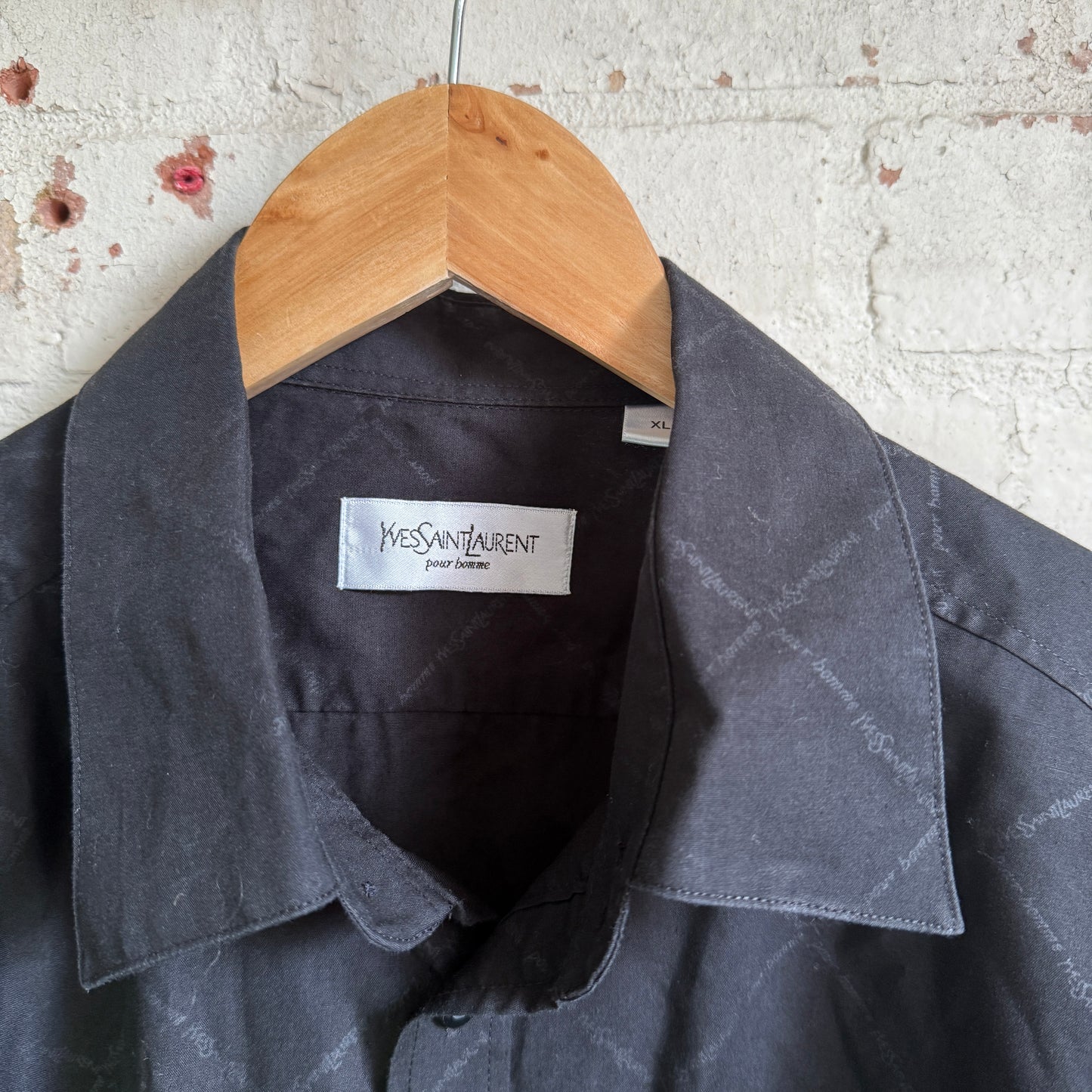 2000s Black Yves Saint Laurent All Over Shirt