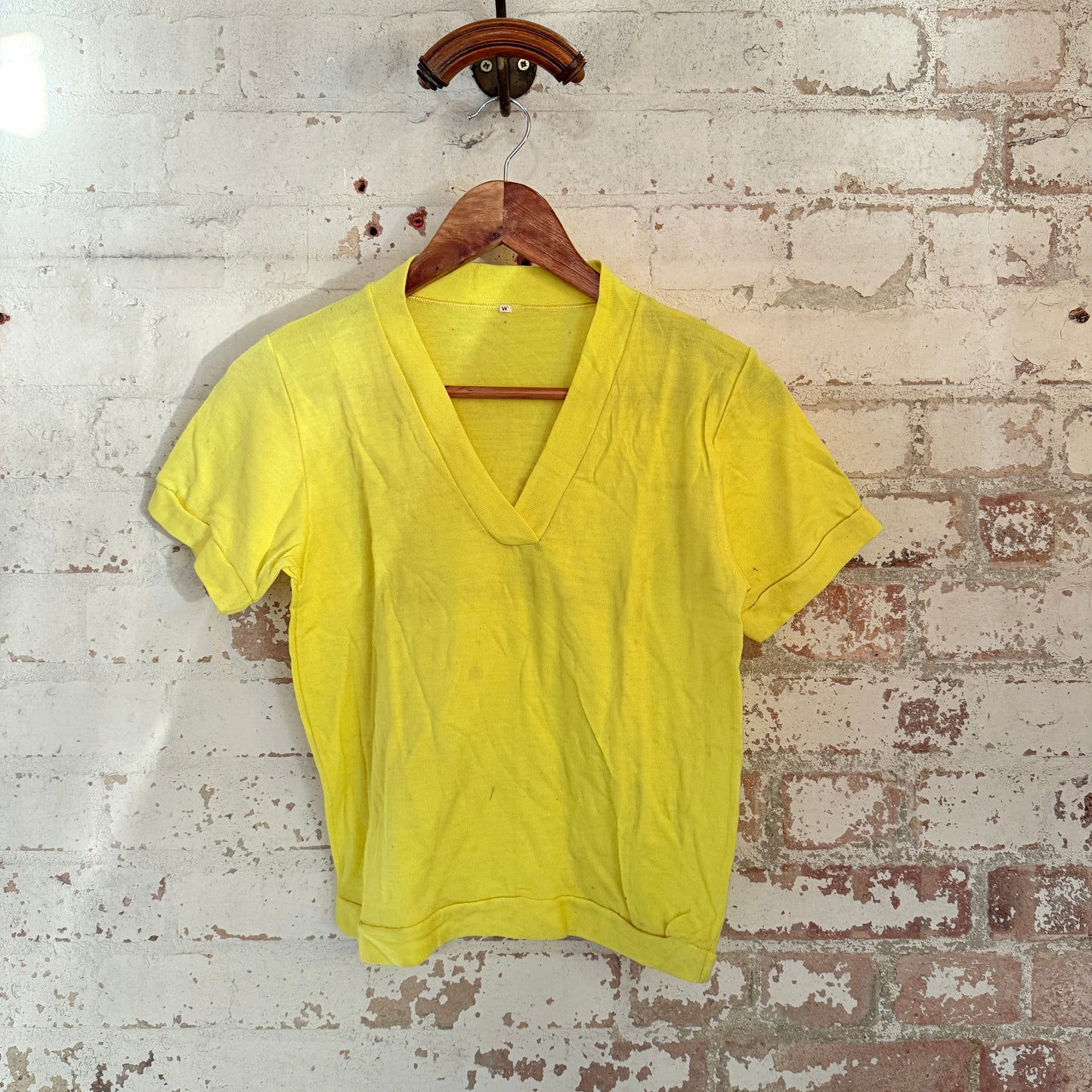 1960s Yellow Wool Knitted Blouse T-Shirt Top