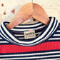 1970s Red and Navy Striped Roll Neck Top