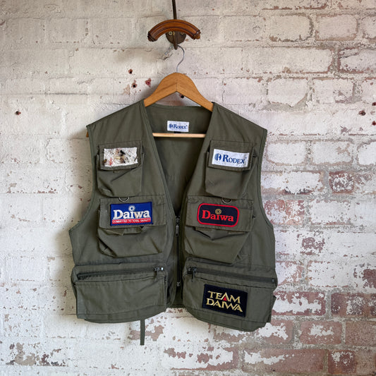1980s Green Fishing Gilet Jacket