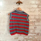 1970s Red and Navy Striped Roll Neck Top