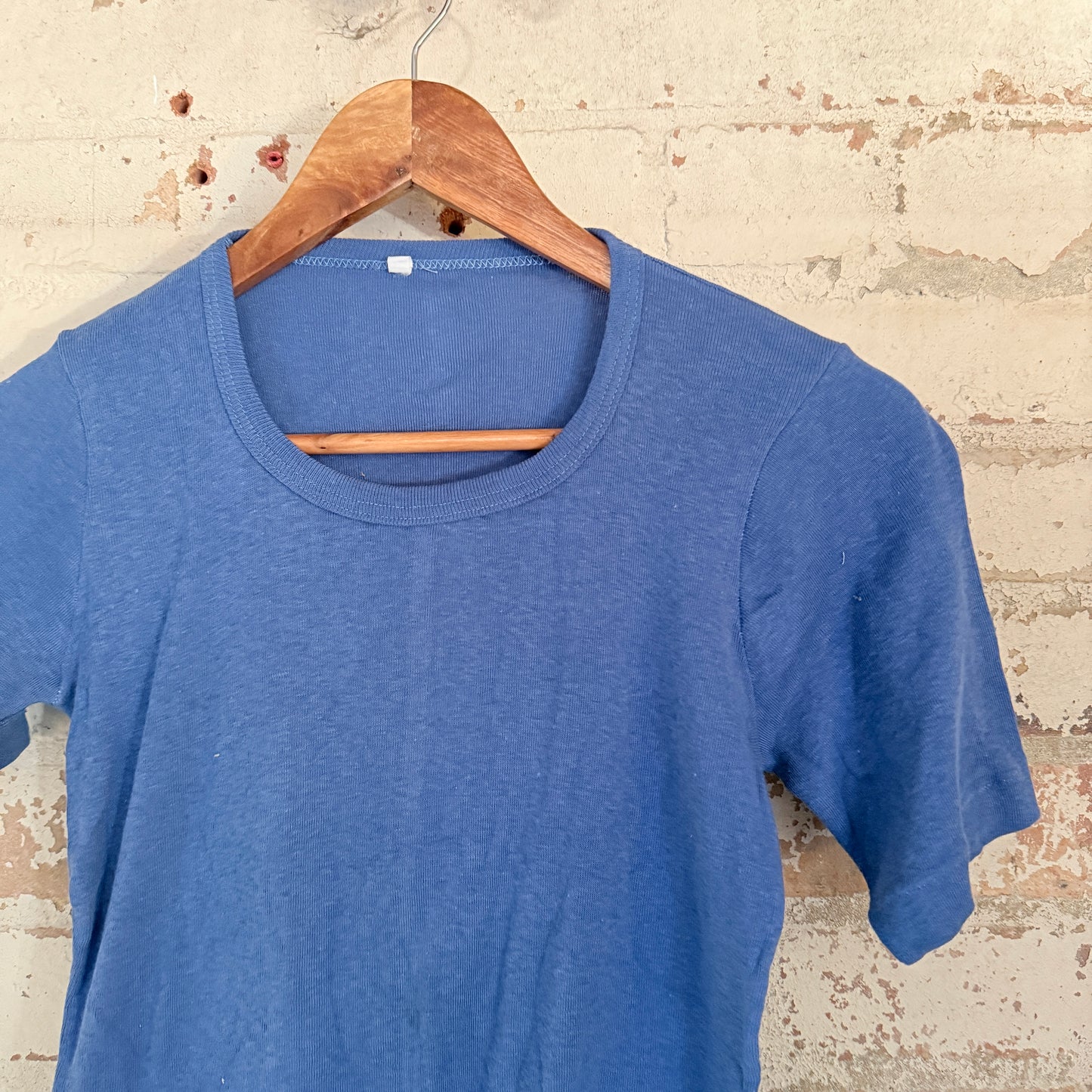 1970s Blue Blank Cotton T-Shirt