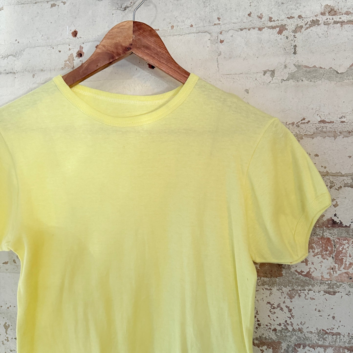 1970s Yellow Cotton Ringer Blank T-Shirt