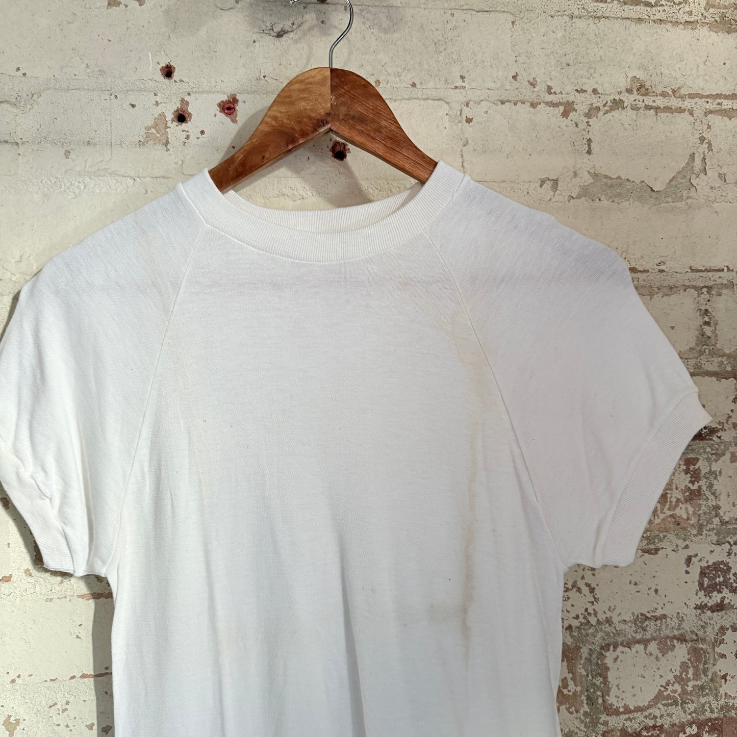 1960s 1970s White British Raglan Blank T-Shirt