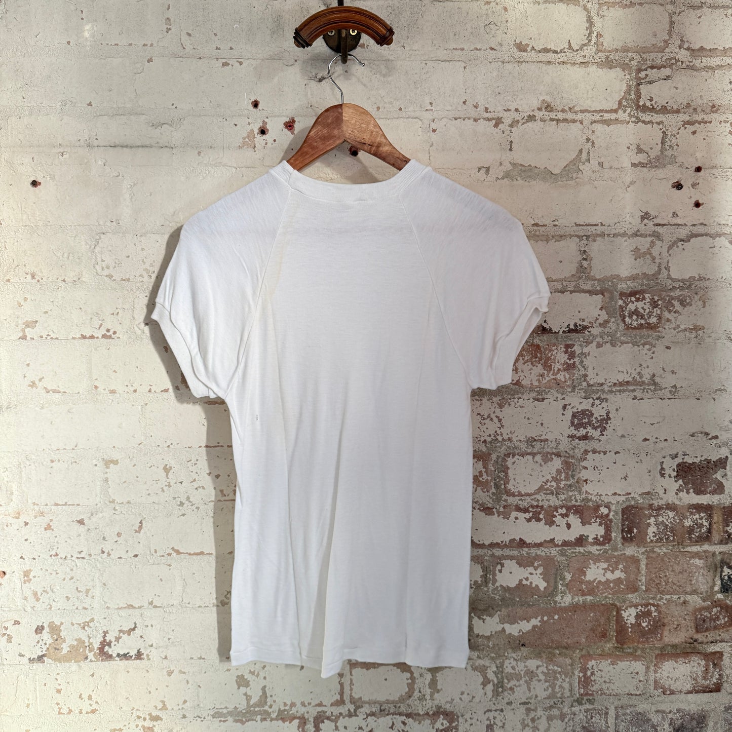 1960s 1970s White British Raglan Blank T-Shirt