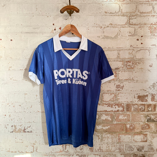 1980s Blue Flock Print Football Shirt